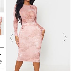 SHAPE ROSE ORIENTAL PRINTED MESH Two-piece set